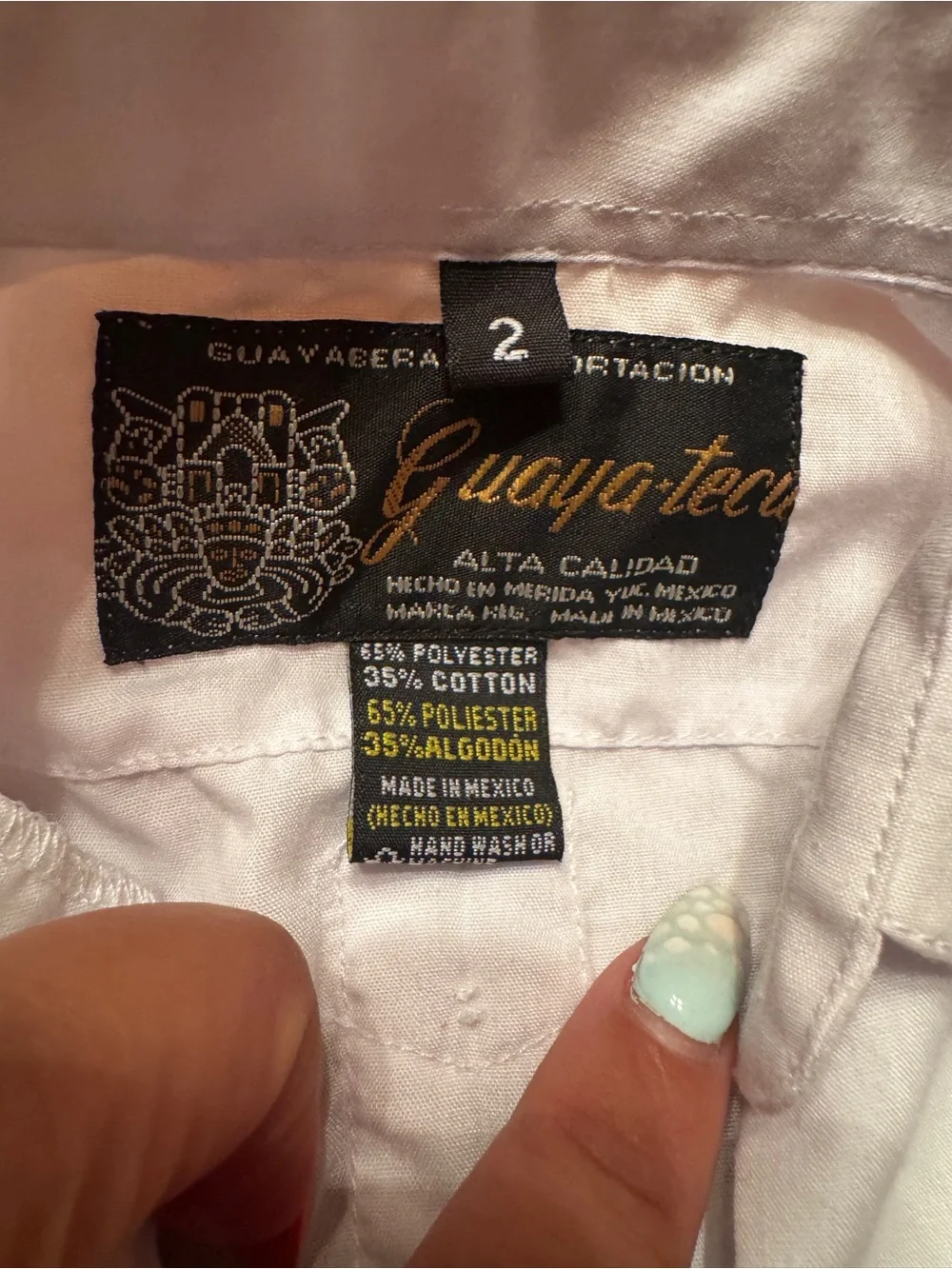 Guayabera Traditional White Short Sleeve Button-Up Collared Pocket Cotton Blend